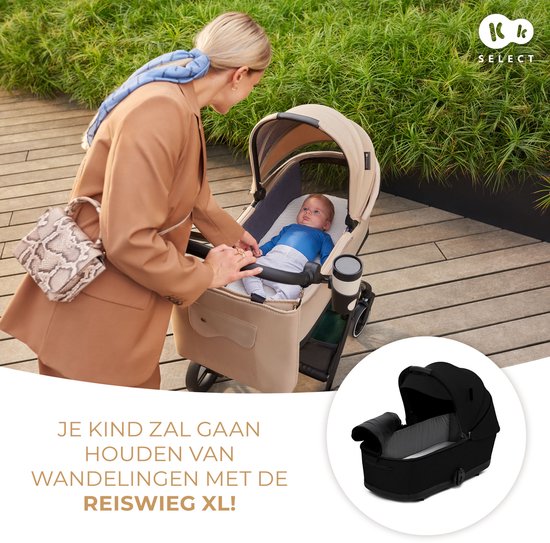 Kinderkraft YOXI 3-in-1 Kinderwagen - Van Geboorte tot 22 kg - Reiswieg, Wandelzitje & MINK PRO i-Size Autostoel - Zwart van Merkloos — afbeelding 2