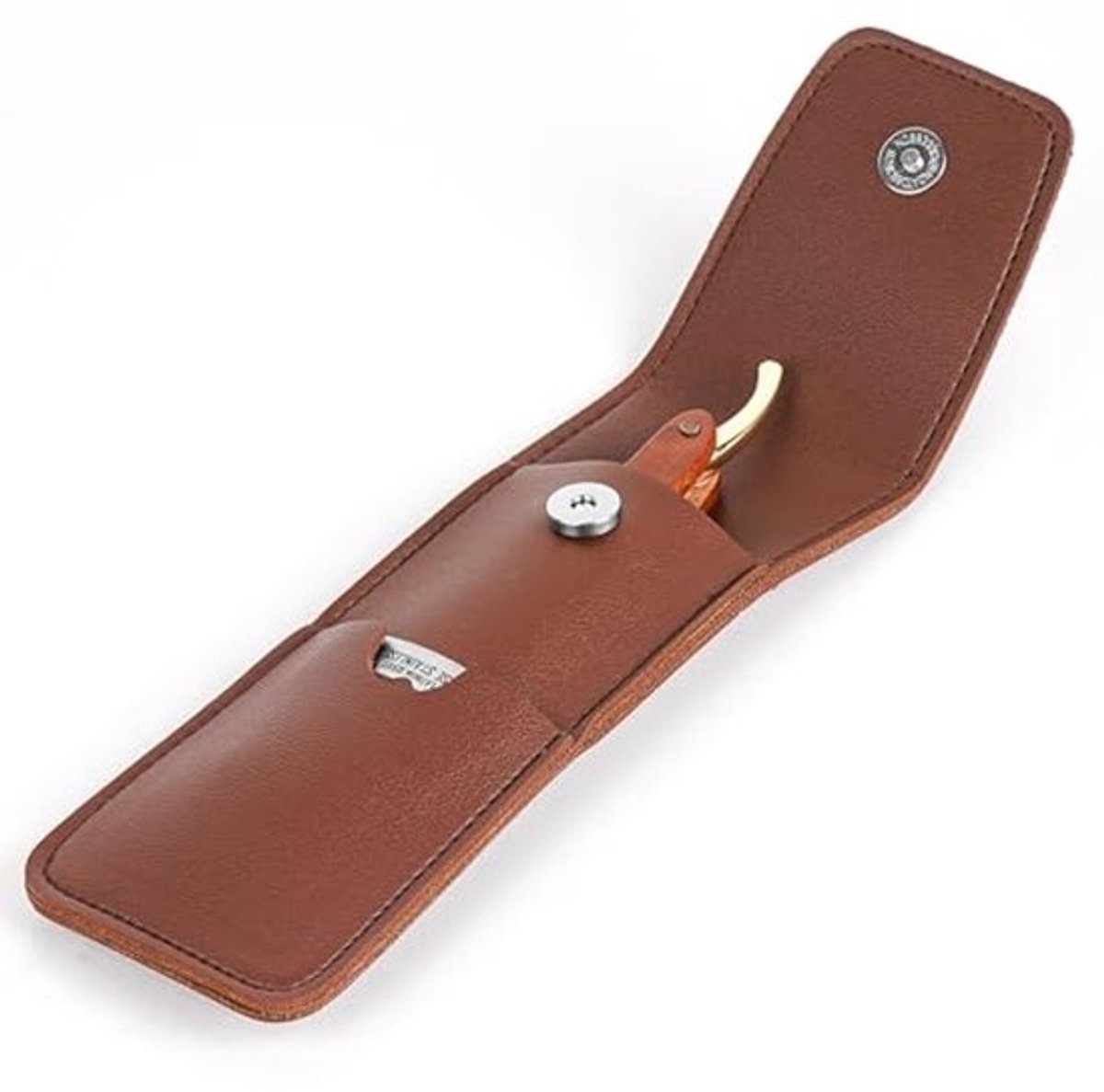 Linkidea Portable Storage Bag for Men Straight Edge Razor Blades Shaver Holder Travel Razor Blade Compatible with Fusion 5 ProGlide, Mach 3 and Most Straight Edge Shavers (Brown)