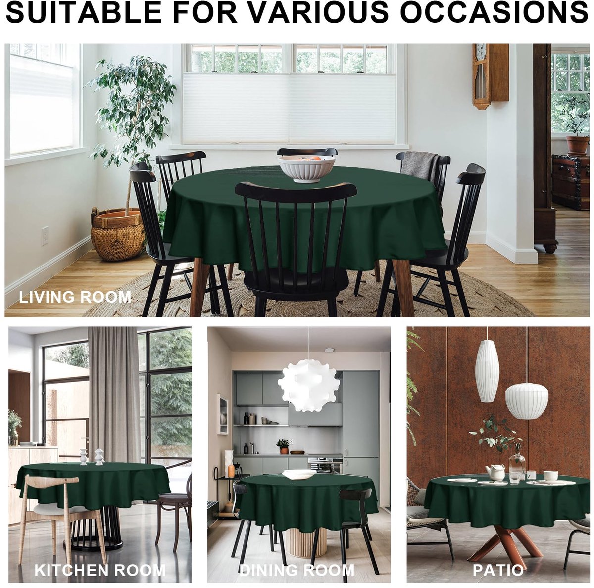 SnelShoppen - Groen Rond Tafelkleed 120 cm - Vlekbescherming, Afwasbaar, Waterdicht - Perfect voor Eetkamer, Tuin, Feest, Bruiloften