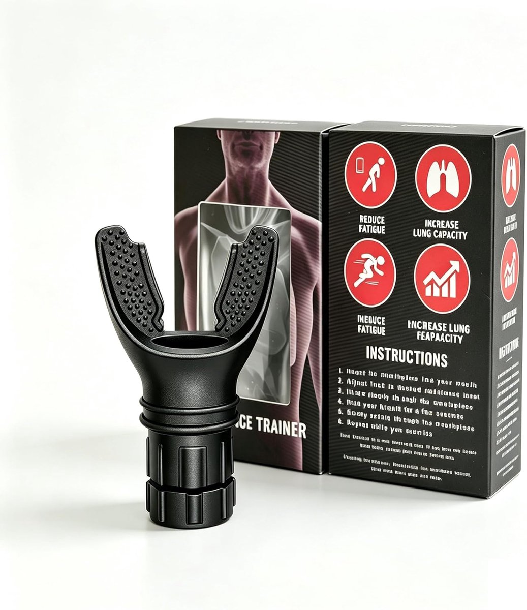 Ademhalingstrainer - Longtrainer met Verstelbare Weerstand - Ademhalingsoefeningen - Compact en Draagbaar - Voor Fitness en Sport