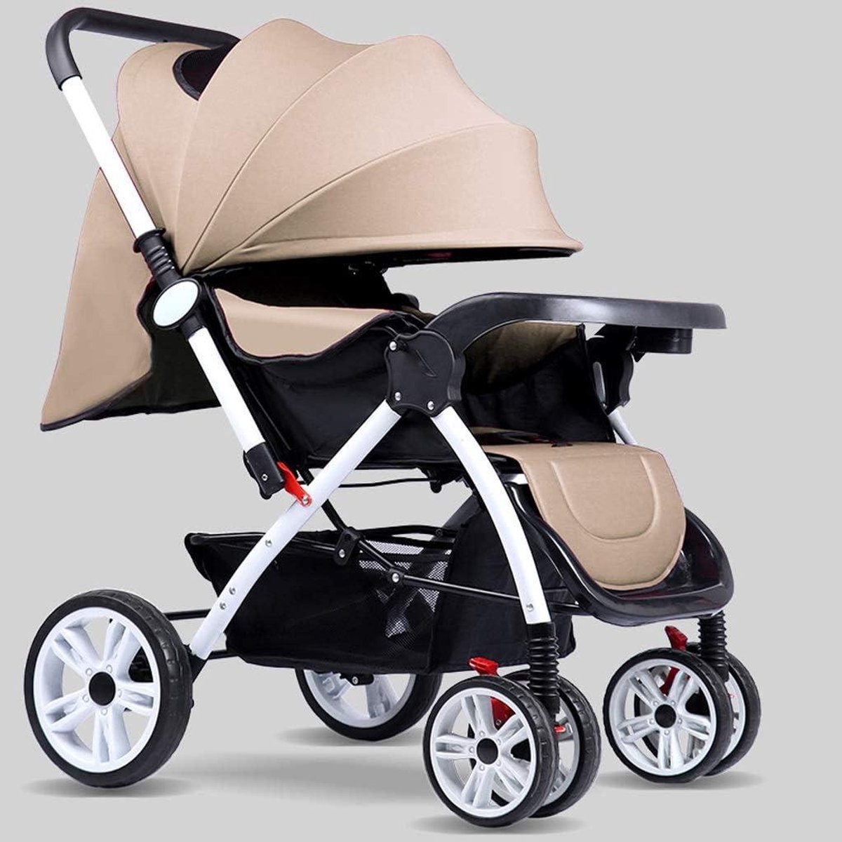 Multifunctionele Kinderwagen - Compacte Buggy - Comfortabel Reizen - Verstelbare Duwstang - 20.4 x 29.9 x 39.3 inch - Bruin