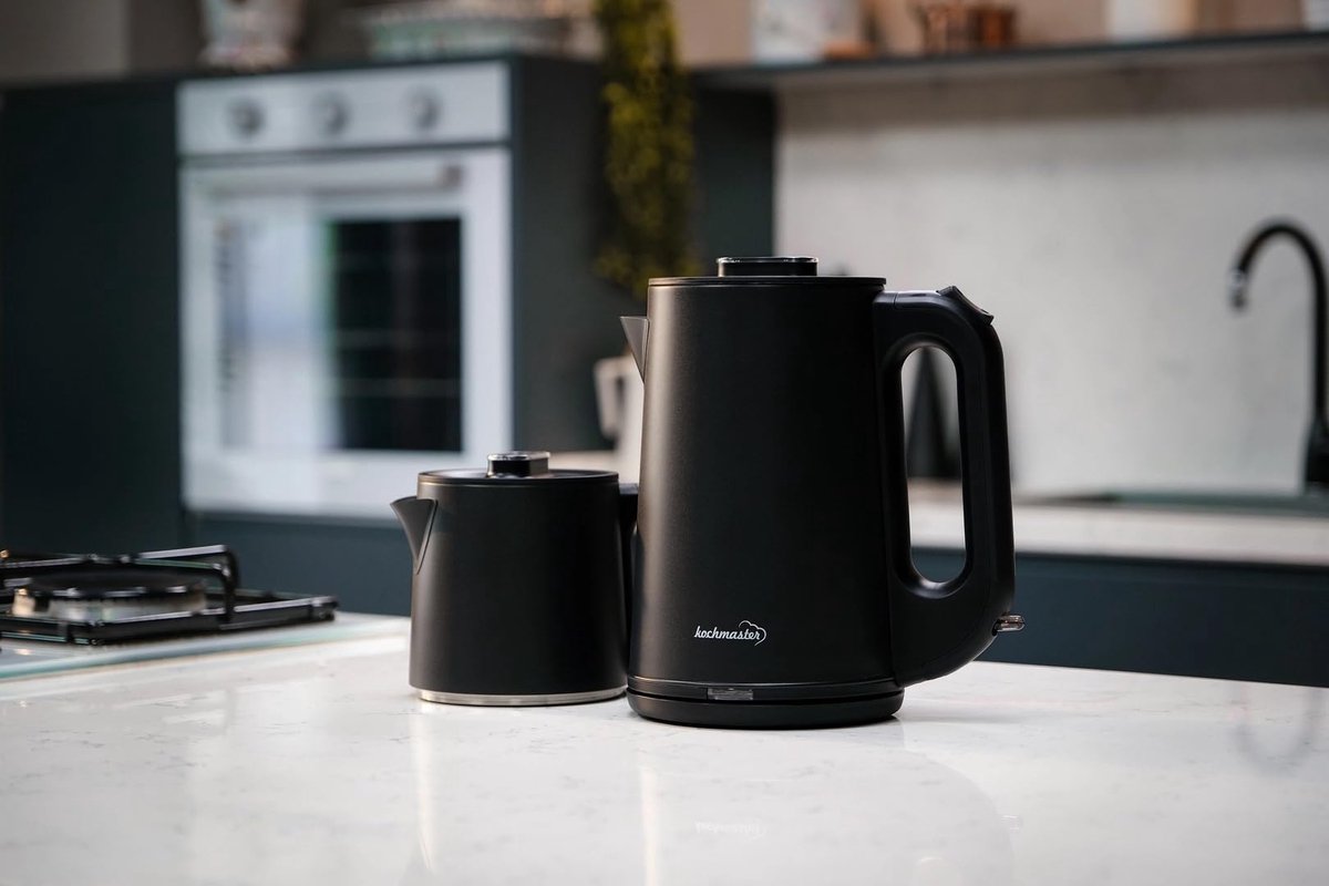 SnelShoppen - KOCHMASTER Dem Söleni Theezetapparaat 2L + 1L, 1800W RVS met Warmhoudfunctie, Elektrische Theekoker voor Keuken, Feest en Camping
