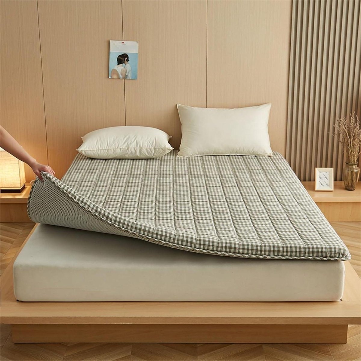 Vouwmatras Katoen - Gastematras Opvouwbaar - Comfortabel Slapen - Vierlaagse Structuur - 120x190 cm - Grijs