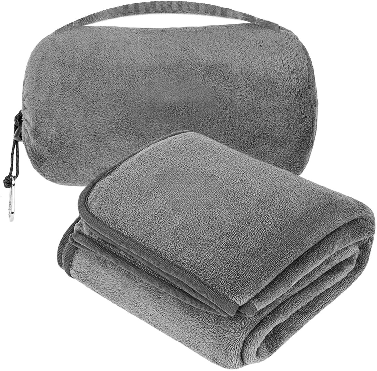 Dailygoods - 2-in-1 Reiskussen en Dekentje - Zacht Flanellen Reiskussen voor Auto en Vliegtuig