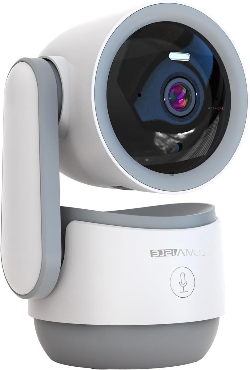 Beveiligingscamera Binnen - Babyfoon Camera Huisdiercamera - Huisbewaking - AI Bewegingsdetectie Sirene - 360 Graden - Grijs