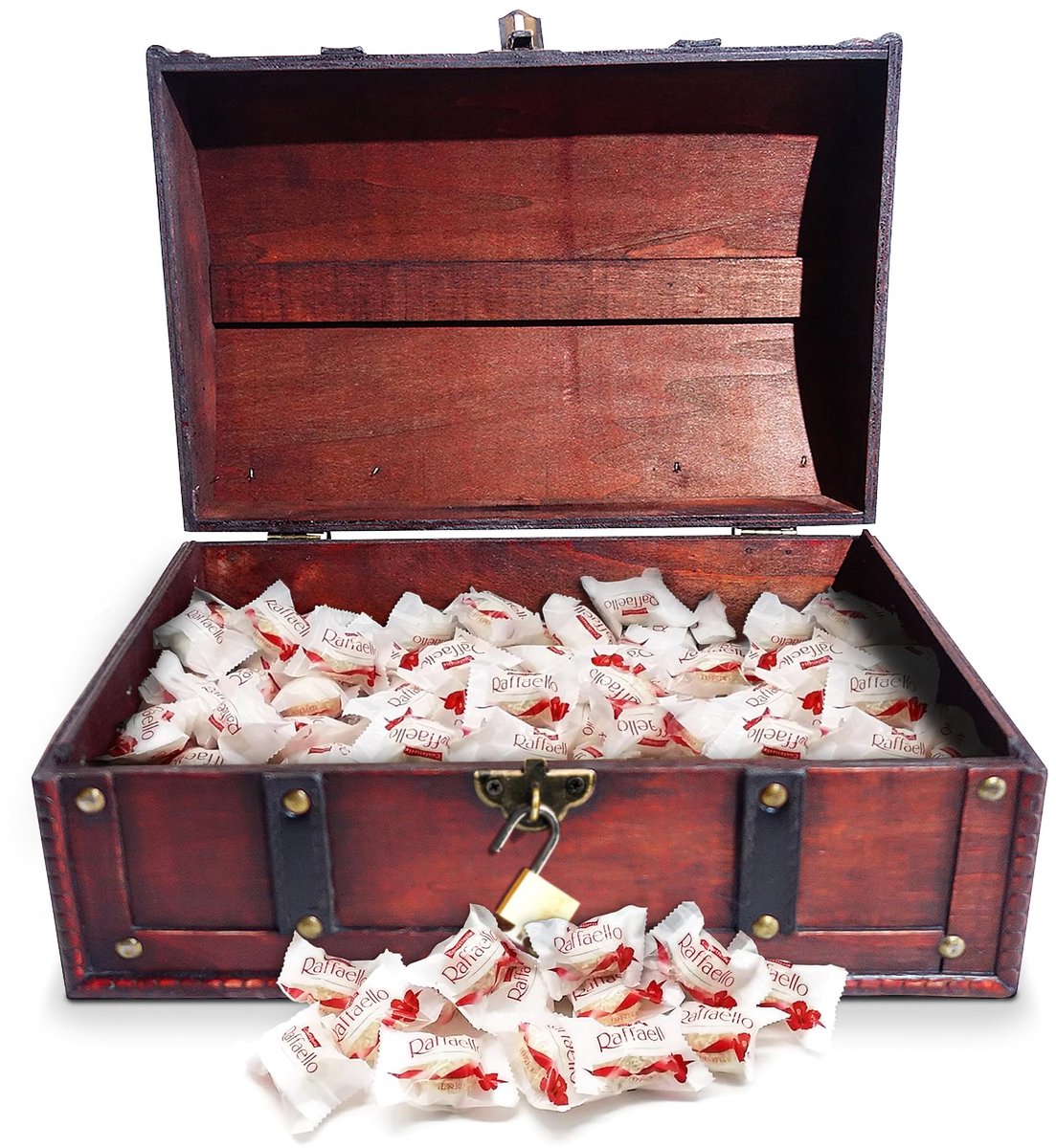 Dailygoods- Schatkist Uniek Handgemaakt - Piratenschat - Schatkist met Slot - Geschenkdoos - Houten Kist - Afmeting 30x20x15cm - Cadeaukist