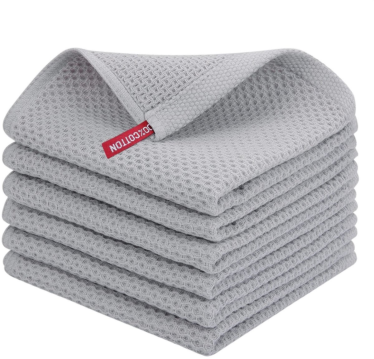 Dailygoods - Set van 6 Katoenen Theedoeken - Lichtgrijs