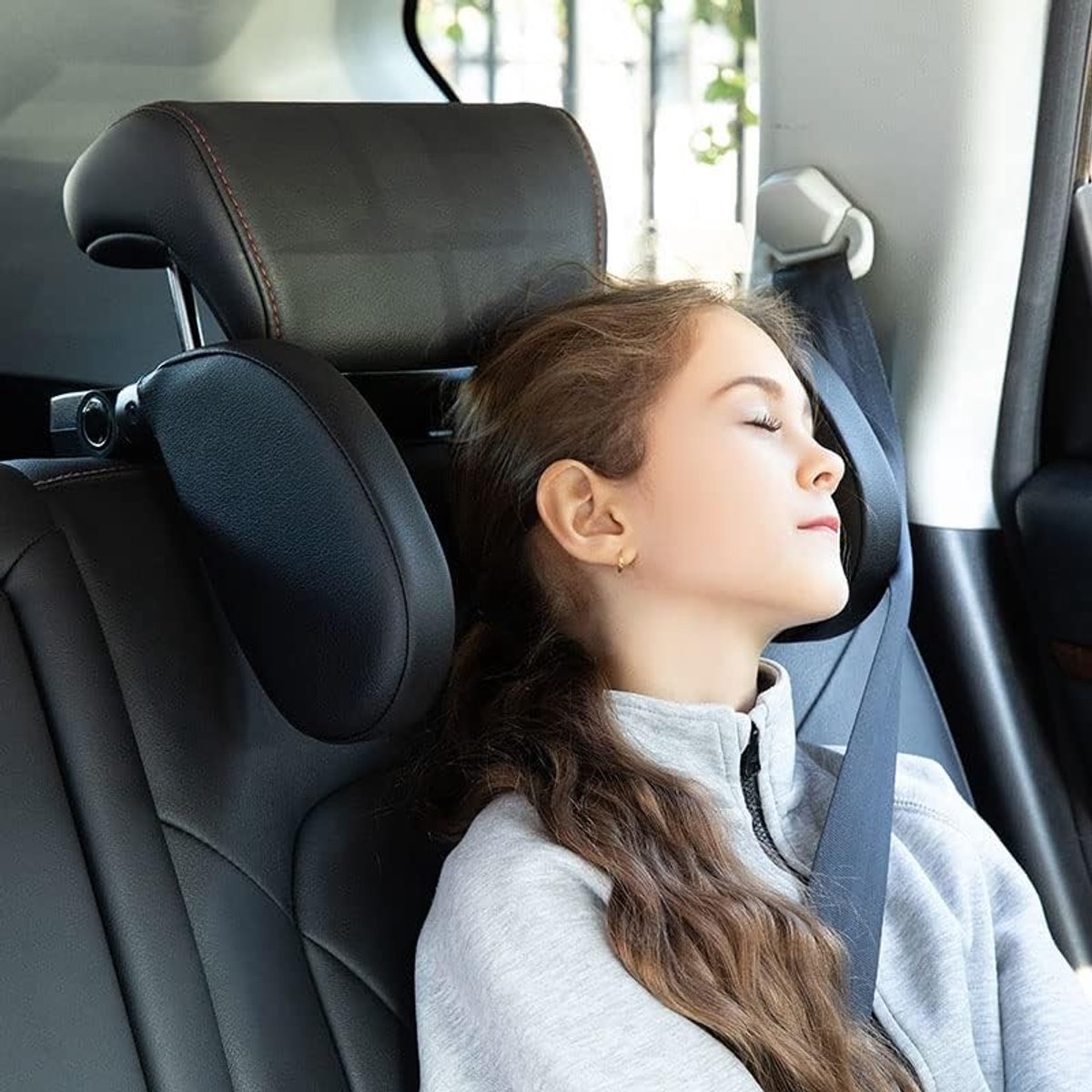 Dailygoods- Autohoofdsteun 180° verstelbaar - Hoofdkussen voor kinderen/volwassenen - Geheugenspons hoofd/neksteun - Comfortabel - Zwart