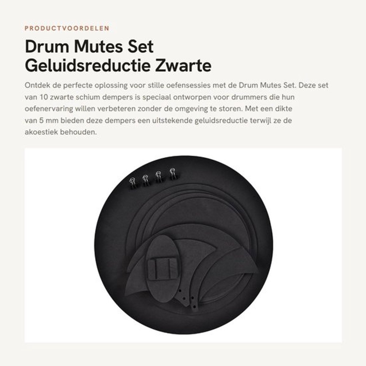 Drum Dempers Set 10 Stuks - Zwarte Schuim Dempers - Geluidsreductie Accessoires - Stille Oefenpad - 5 mm Dikte - Hoge Flexibiliteit - Drum Pads
