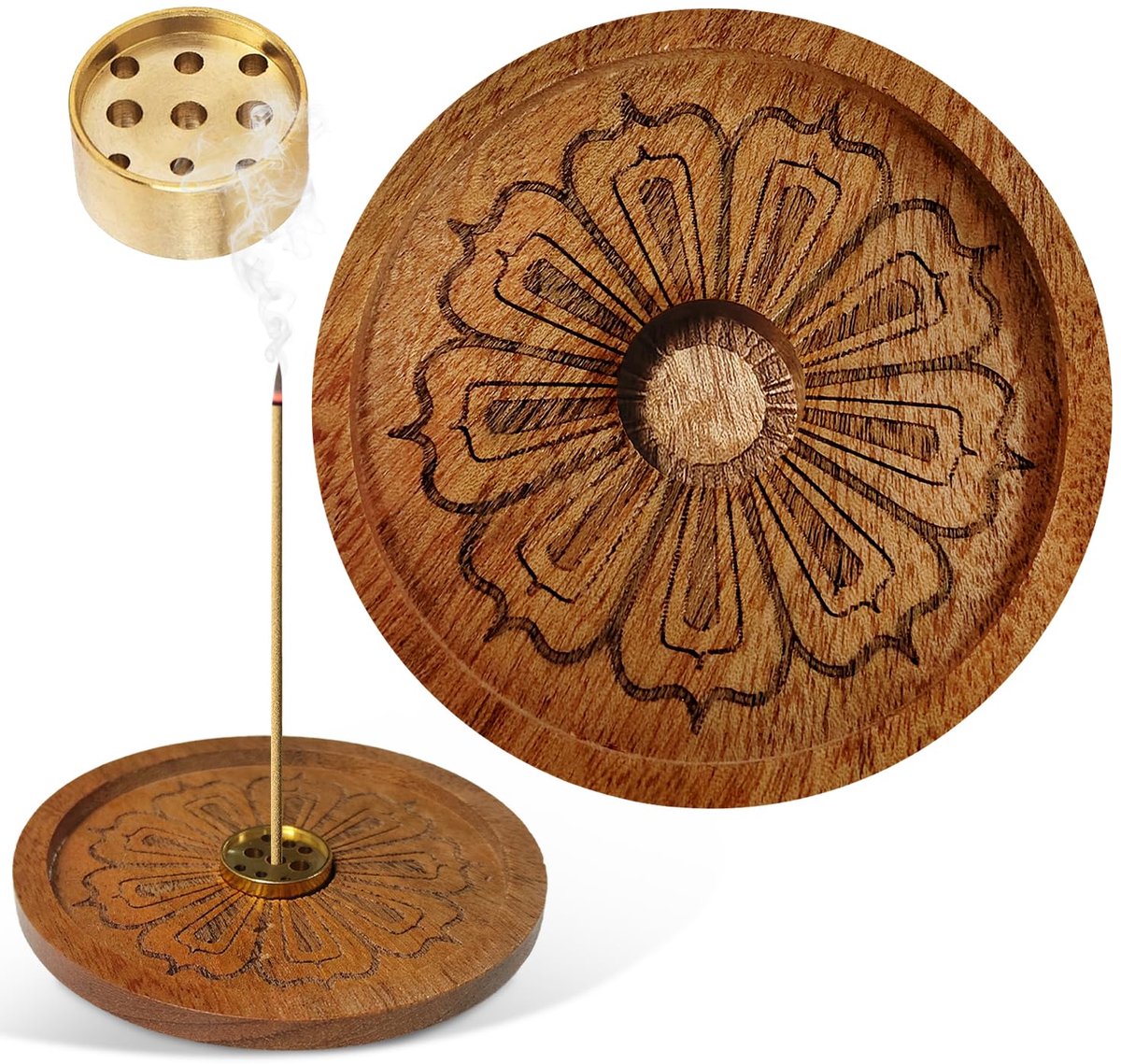 Dailygoods - Houten Wierookstokjeshouder met 9 Gaten - Meditatie Accessoire
