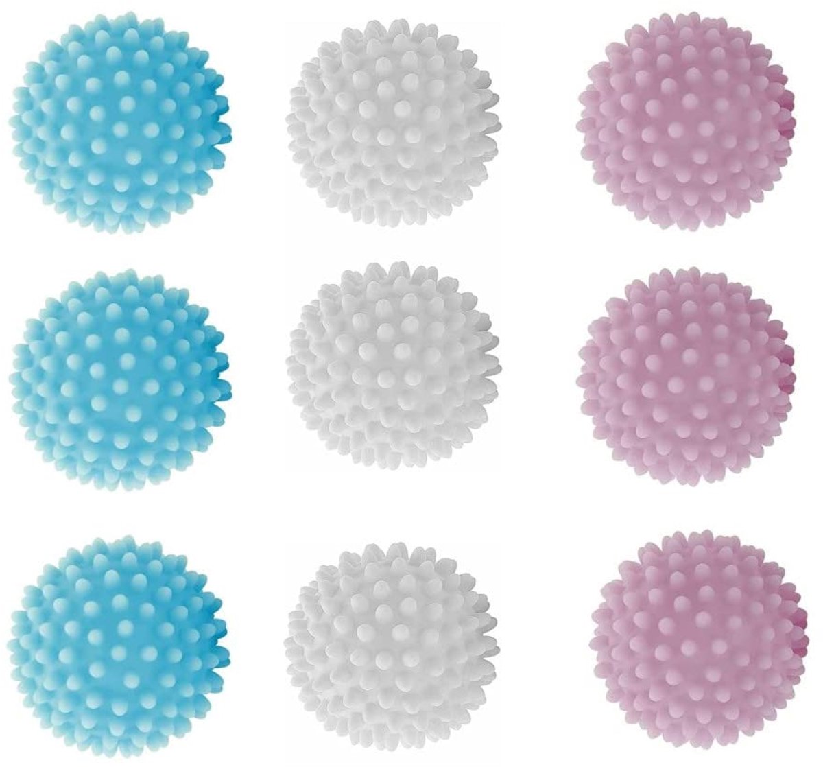Dailygoods - Set van 9 Wasballen voor Droger - Herbruikbare Bollen voor Fluffy Wasgoed