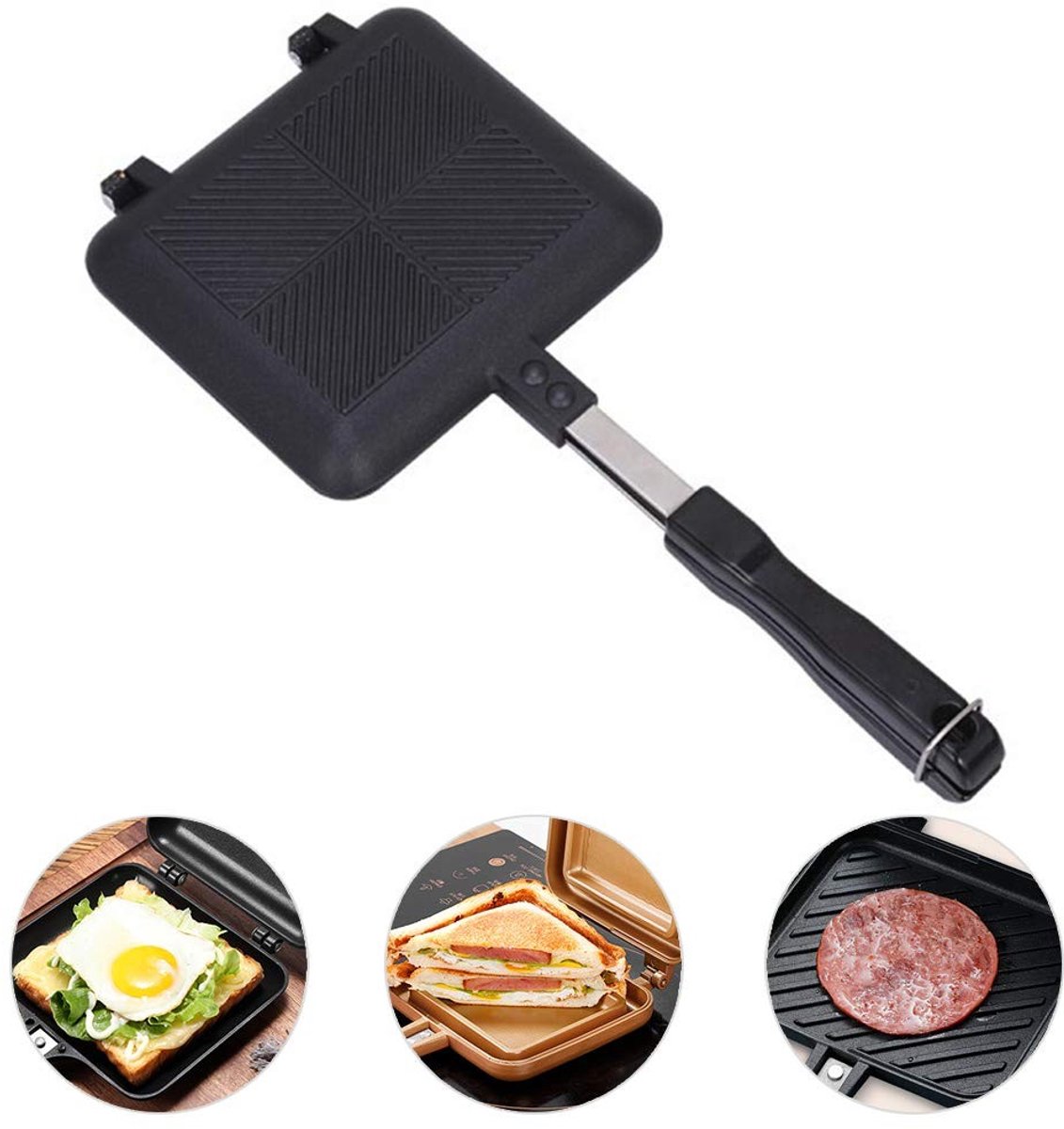 Dailygoods Dubbelzijdige Sandwich Maker Pan Ideaal voor Binnen en Buiten