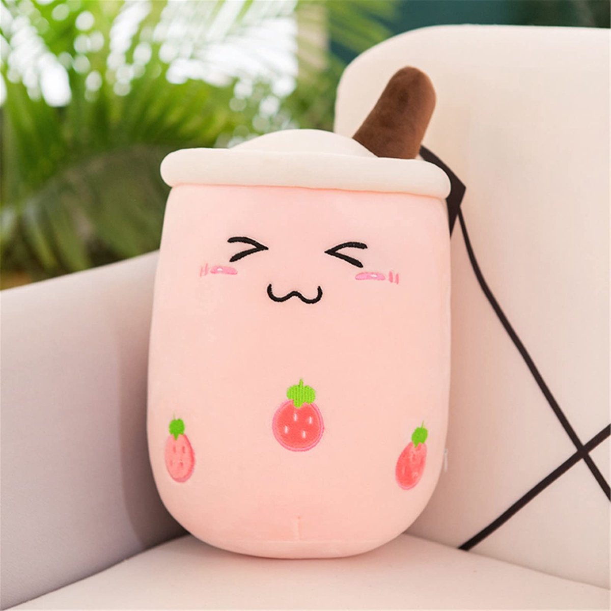 Dailygoods - Roze Pluche Boba met Theekop - Knuffel 35 cm