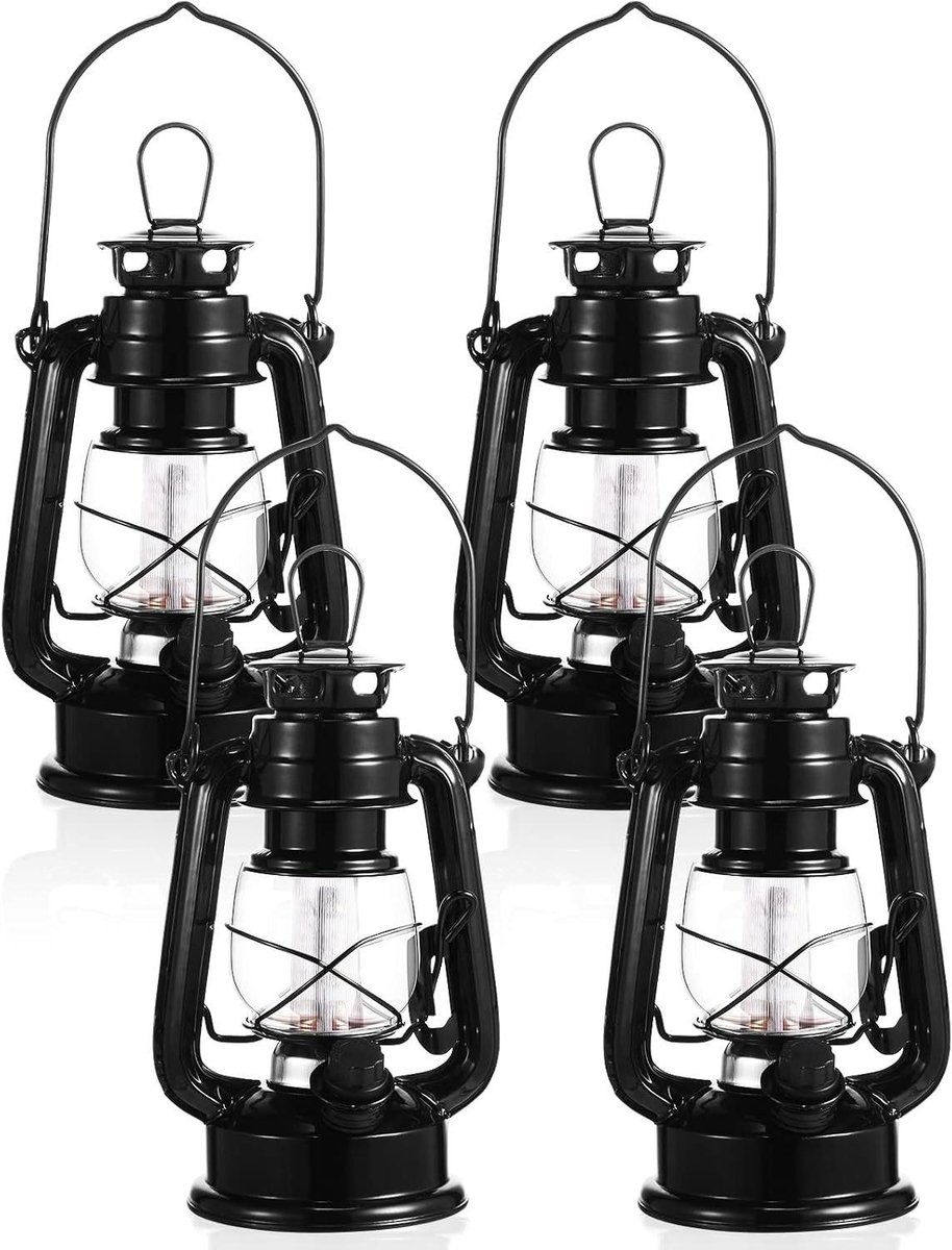 Orkaan Lantaarn - Stormlamp LED - Sfeerverlichting Buiten - Dimbaar Licht - 8 inch - Zwart