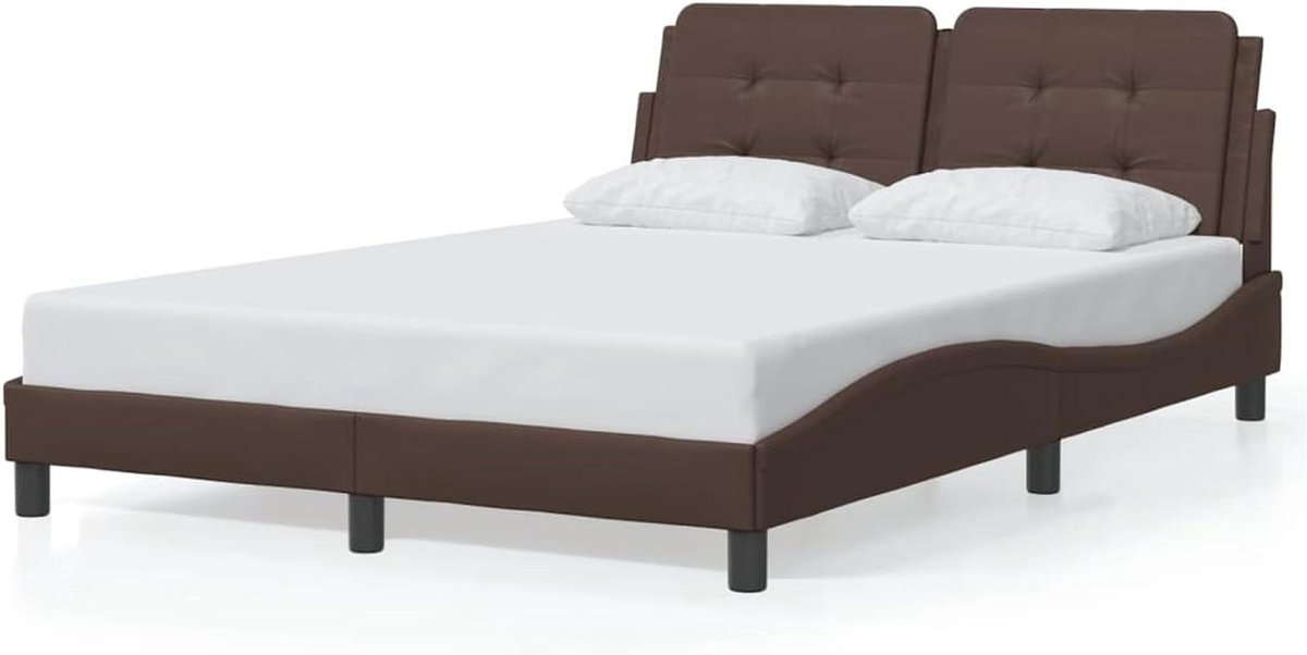 Slaapbank met Hoofdbord - Bankbed Gestoffeerd - Ontspannen Zitten - Wavy Hoofdbord Design - 120 x 200 cm - Bruin