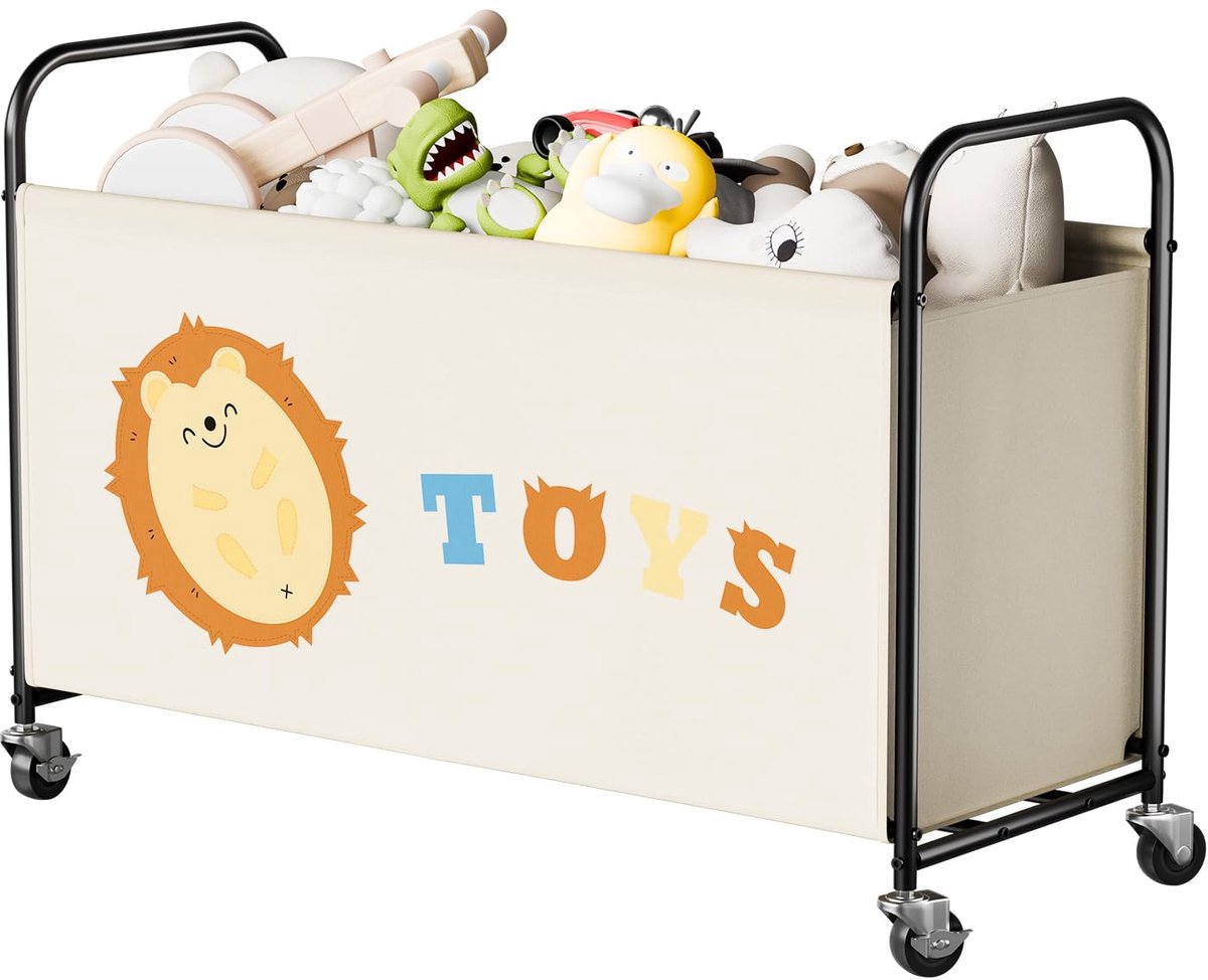 SnelShoppen - GRANNY SAYS Speelgoedkist met wielen, 135L extra grote speelgoedopslag, speelgoedorganizer voor kinderen, beige, ideaal voor kinderkamer