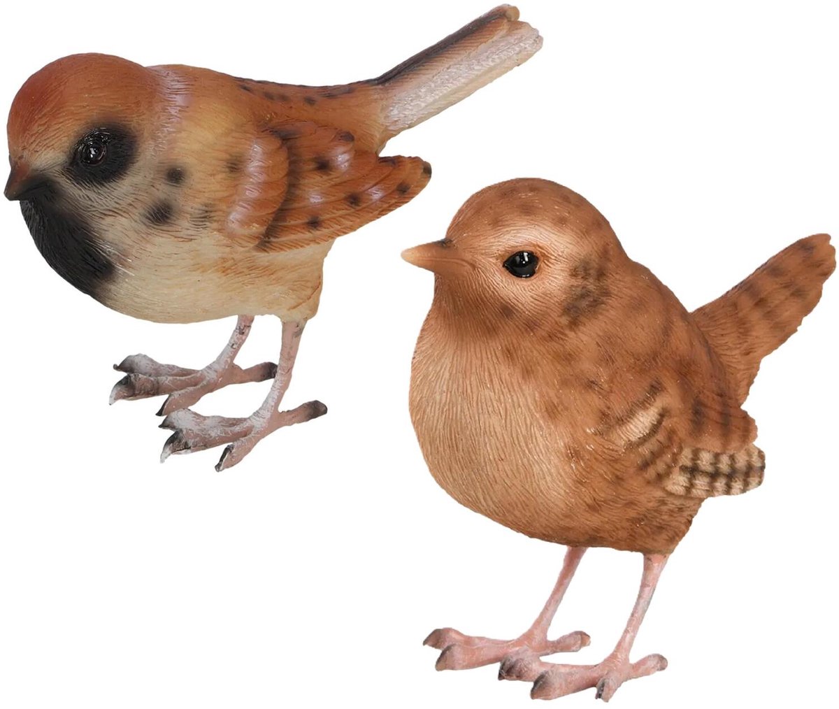 Esschert Design tuinvogel beeldjes set - 2x - ca 10 cm - vogels - polyresin