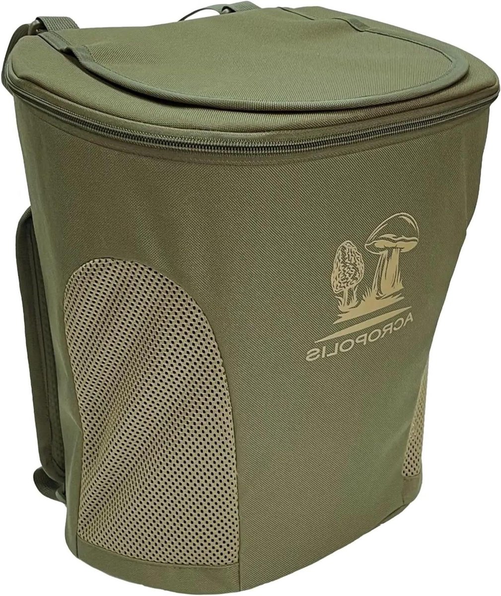 Paddenstoelenrugzak - Verzamelmand - Kruiden verzamelen - Ademend ontwerp - 17 liter - Groen zand
