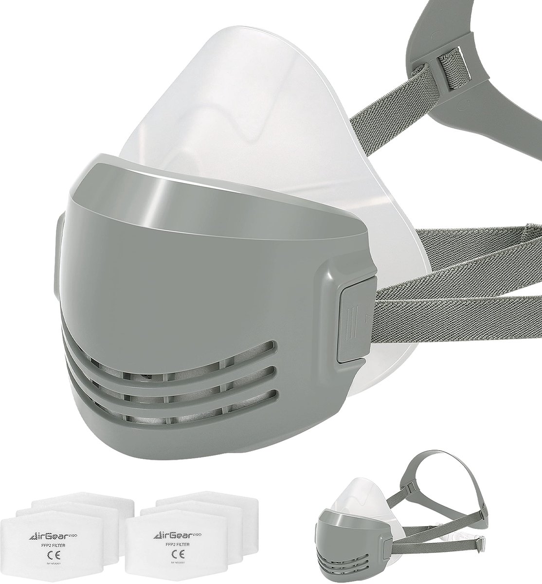 SnelShoppen - AirGearPro Adembeschermingsmasker Herbruikbaar Stofdicht met Filters voor Schilderen, Werken, Knutselen, Slijpen - Bescherming tegen Sto