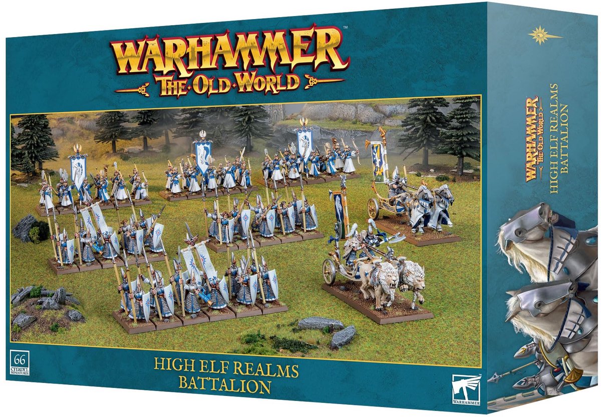 SnelShoppen - Warhammer De Oude Wereld Bataljon High Elf Realms Boxed Set - Strategische Bordspellen voor Tactische Spelers - Perfect voor Verzameling