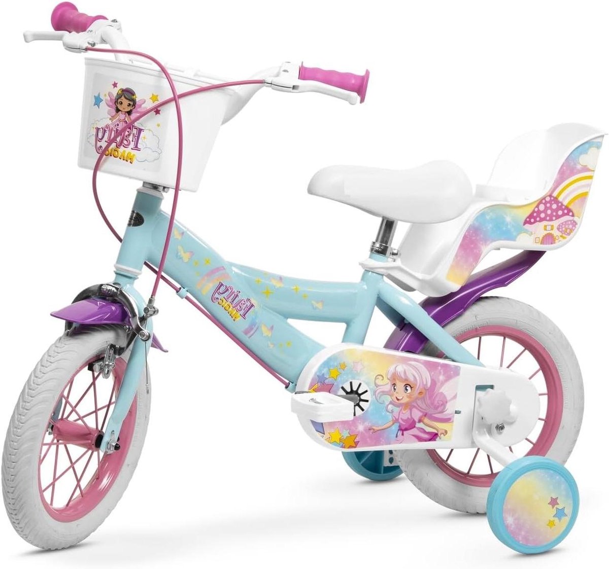 Kinderfiets Loopfiets Peuterfiets Buiten Spelen Fairy Magic Thema 12 inch Roze