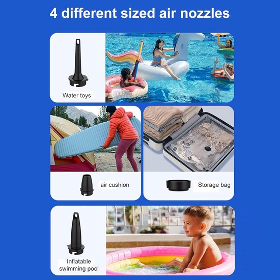 Draagbare Opblaaspomp - Luchtbed Pomp - Kamperen en Reizen - USB Oplaadbaar - 40 minuten gebruik - Zwart — afbeelding 4