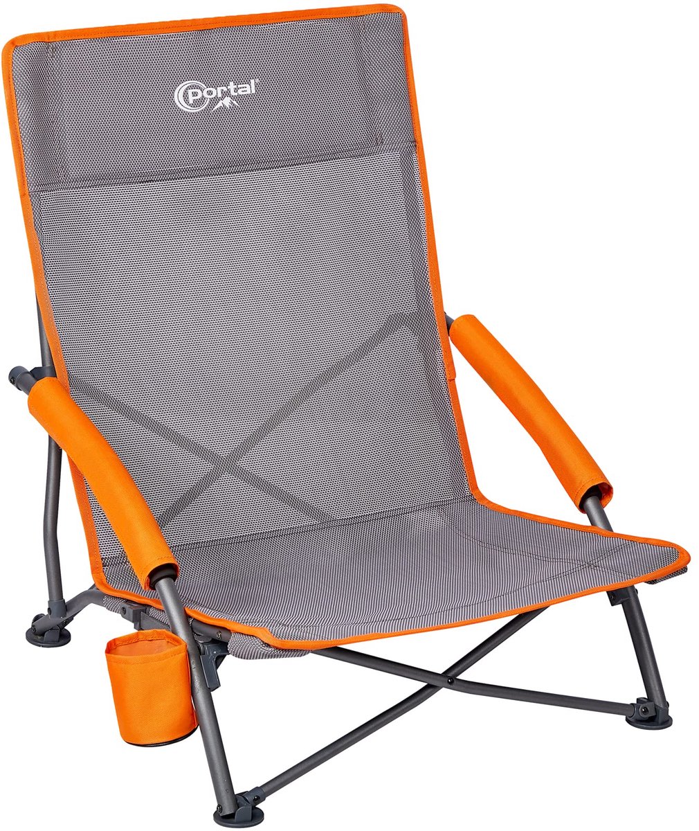 SnelShoppen - Opvouwbare Strandstoel Laag Lichtgewicht Draagbaar voor Volwassenen - Camping, Festival, Picknick Ligstoel met Bekerhouder, Mesh Rug en