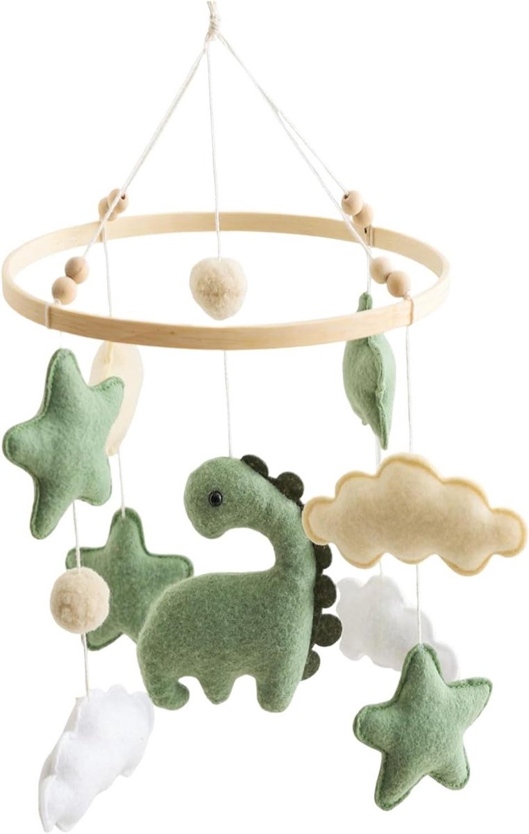 Baby Kribbel Mobiel - Wieg Mobiel Speelgoed - Baby Stimulatie - Natuurlijke Materialen - 40x23 cm - Groen