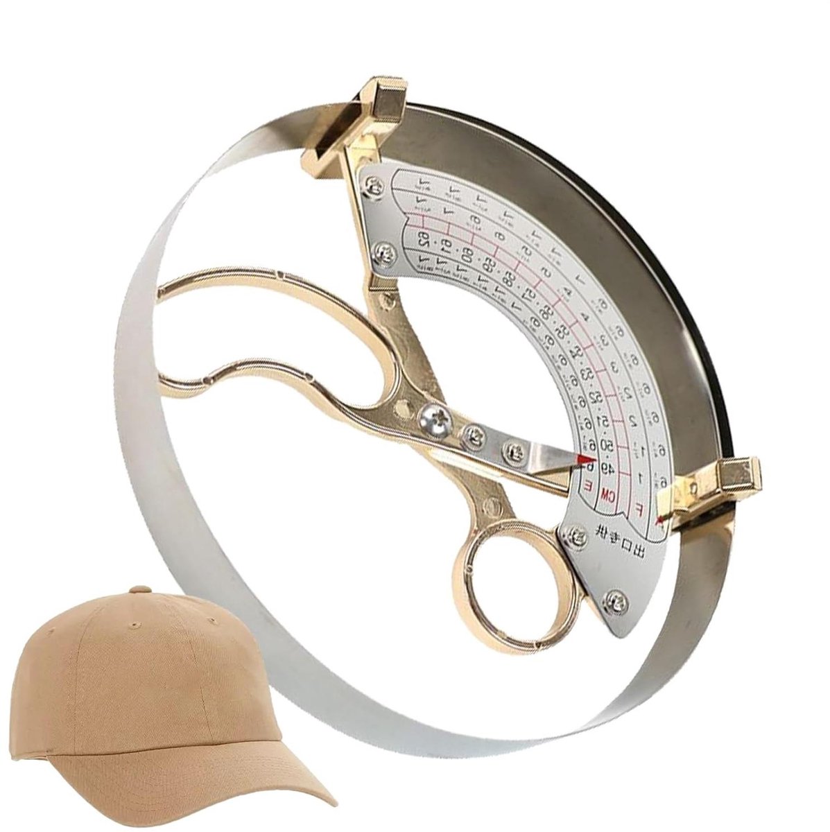 Hoofdomtrek Meter - Hoedenliniaal Meetlint - Hoeden Maken - Zeer Nauwkeurig - 49-62 cm - Metaal