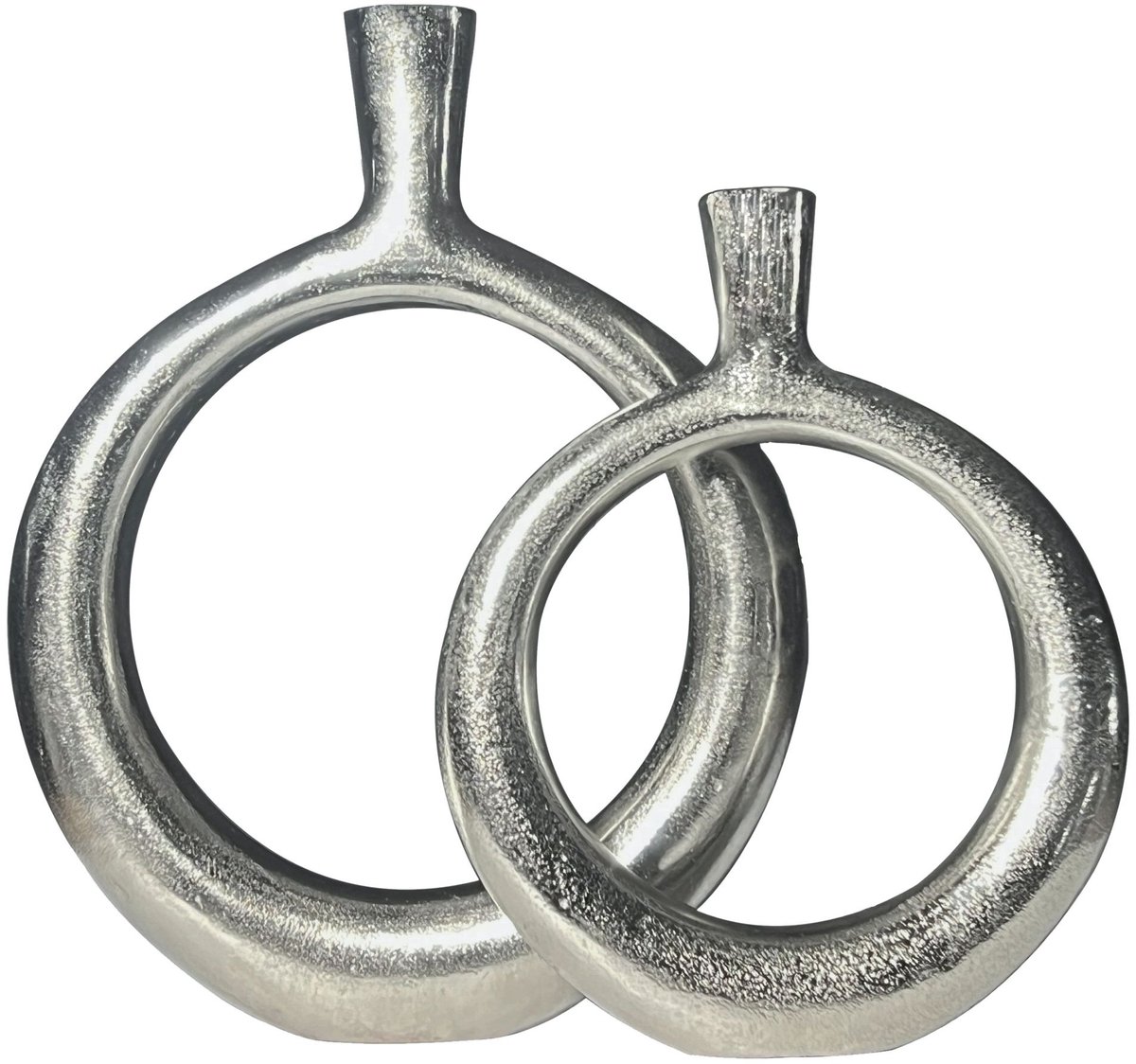 Vaas zilver aluminium donut set 2 - WL7.176