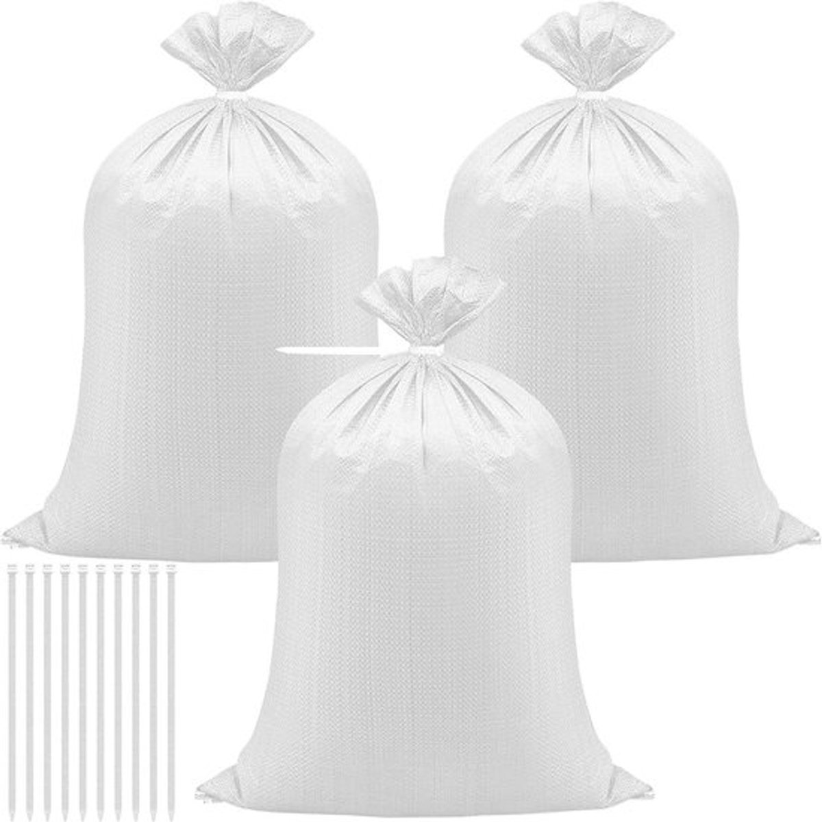Set van 20 zandzakken 50 x 80 cm voor zware belasting - Tuinafvalzakken met kabelbinders