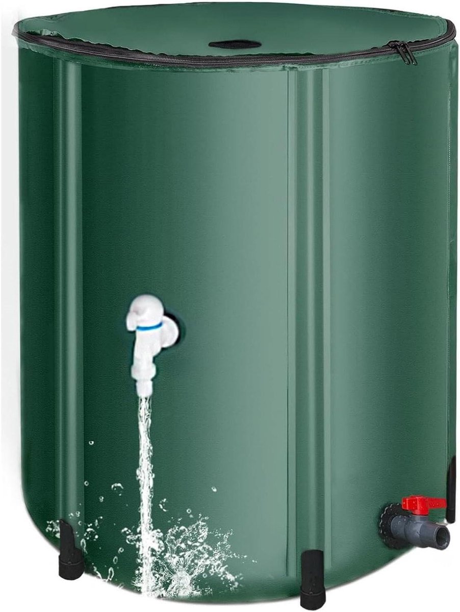 Regenton Opvouwbaar - Regenwateropvangvat Wateropslag - Duurzaam Water Besparen - UV-bestendig PVC Materiaal - 78x40 cm - Groen