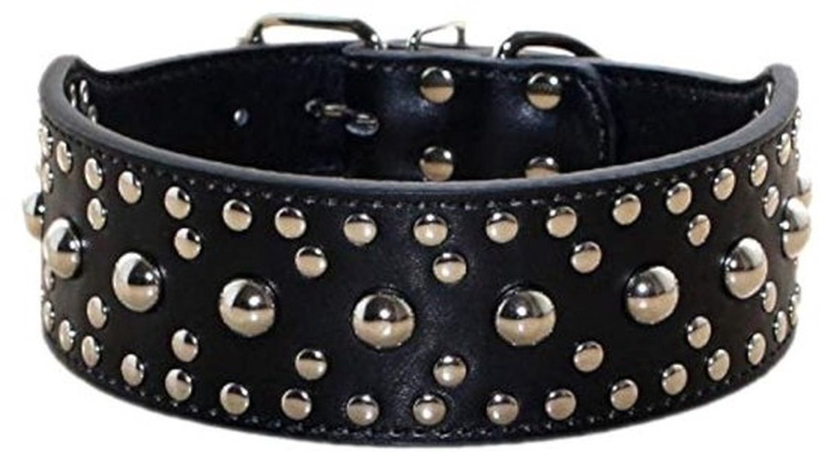 - Studded Hondenhalsband - Faux Leer - Stijlvol en Duurzaam - Zwart - Medium en Grote Honden - Perfect voor Pitbull en Doberman