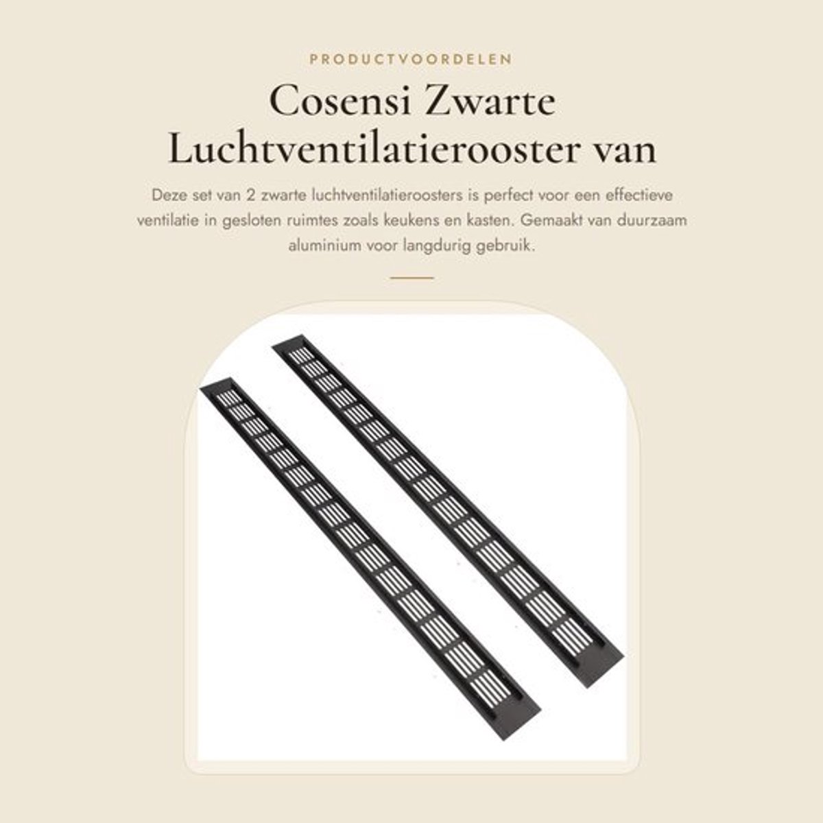 Luchtventilatierooster 600mm x 50mm - Ventilatierooster Zwart - Aluminiumlegering - Afslui