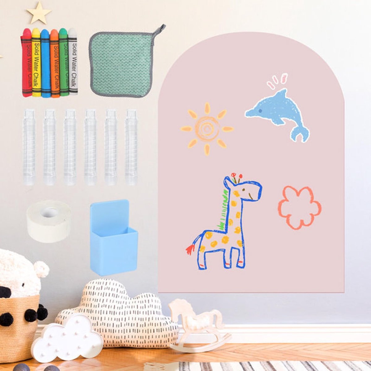 Dailygoods - Magnetische Wand voor Kinderen - Zelfklevend Schrijfbord in Roze