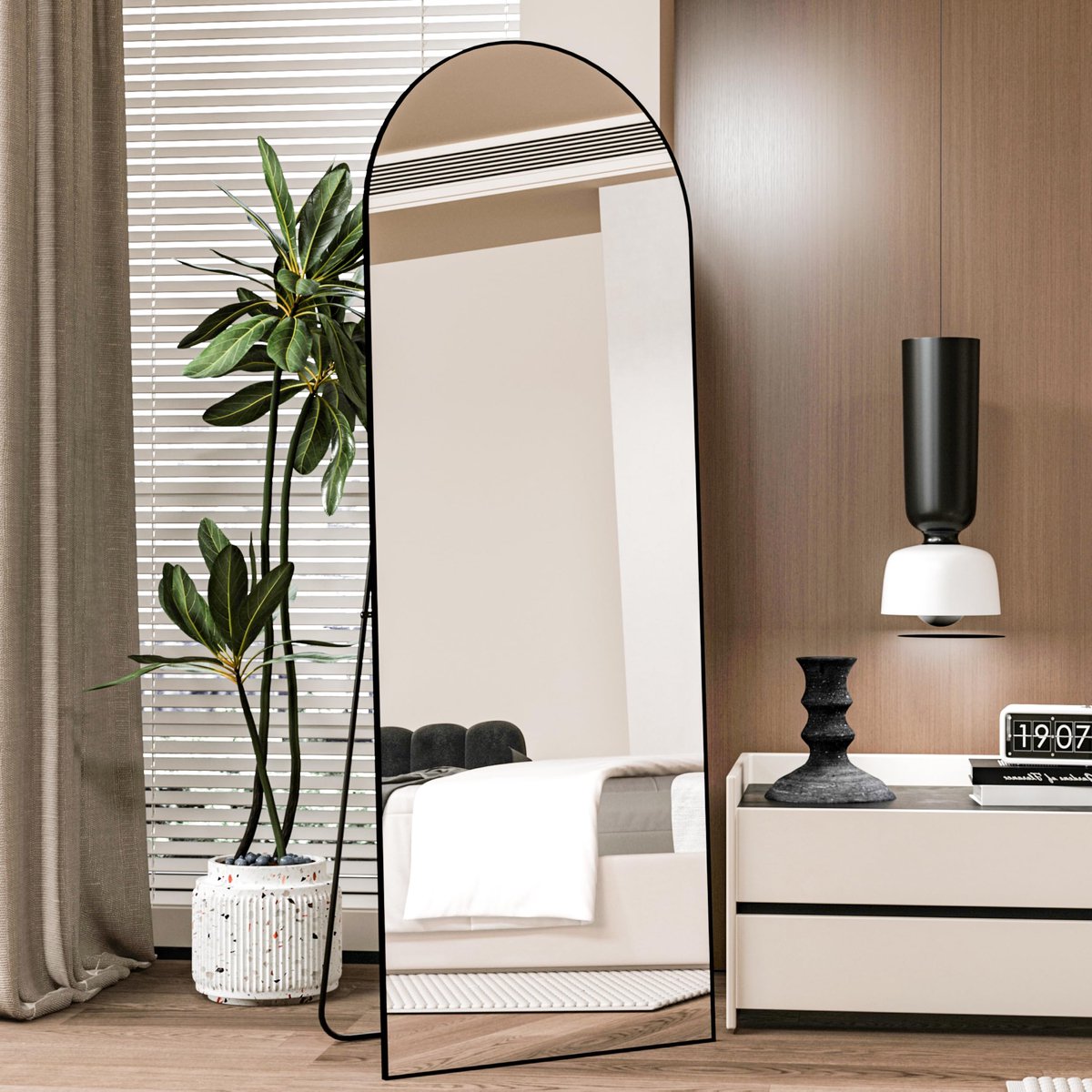 SnelShoppen - Full-body Spiegel 162 × 53 cm Vloerspiegel met Aluminiumlegering Frame - Staande Spiegel voor Slaapkamer en Kleedkamer - Grote Wandspieg