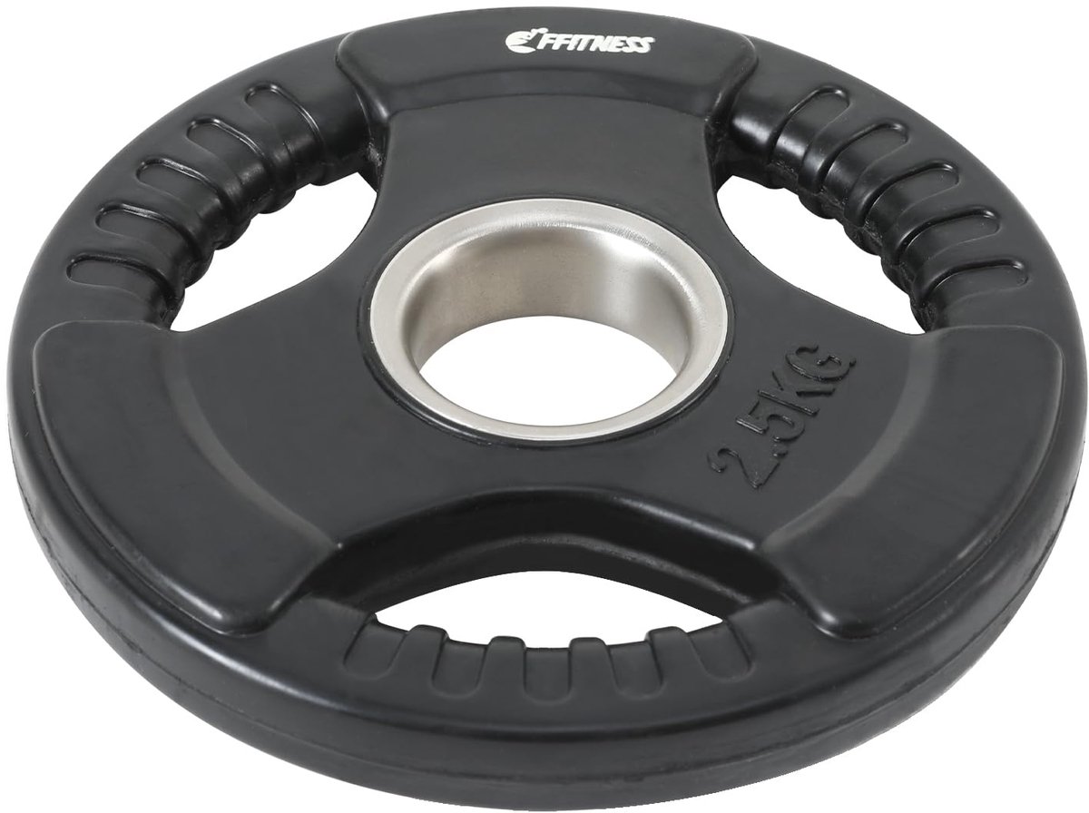 SnelShoppen - Rubber Gecoate Gietijzeren Halterschijven - Olympische Barbell 50 mm - Tri Grip Plate 2,5 tot 20 kg - Gymplaten voor Thuis Fitness