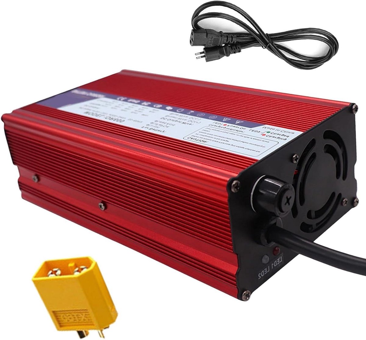 Acculader - Druppellader Slimme Lader - Accu's Opladen - Drie-traps Laadmodus - 36 Volt 10 Ampere - Rood