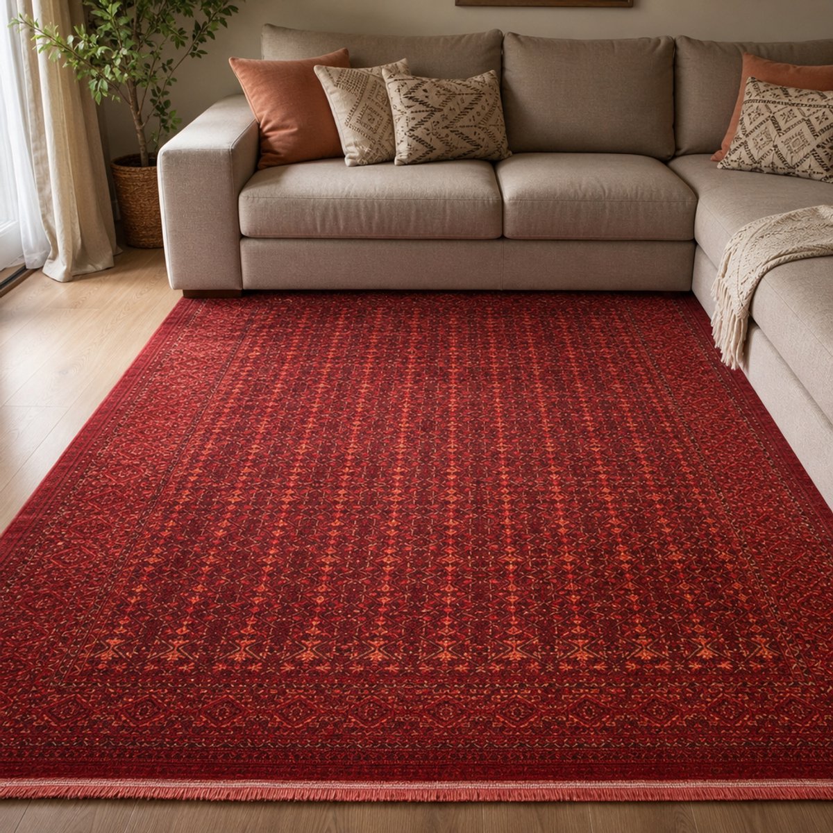 Muratap Artline Oosters Vintage Vloerkleed Herat Rood Wollook- 300x400 CM