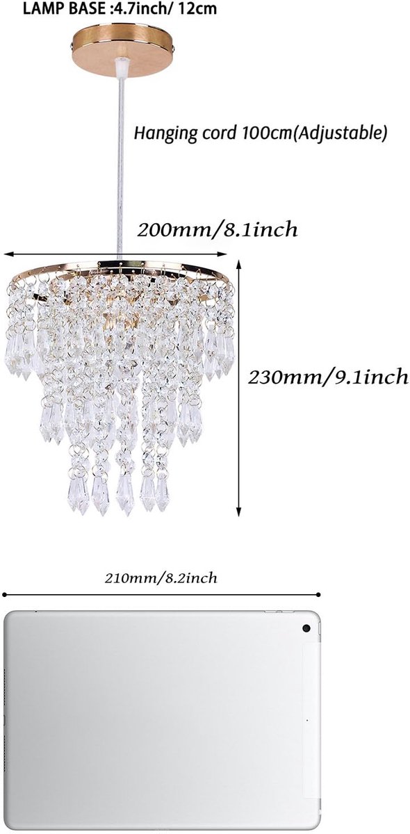SnelShoppen - Kleine Gouden Kroonluchter Flush Mount Plafondlamp voor Meisjes Slaapkamer - Modern Regendruppel Kristal Hangend Licht Armatuur E26 - Pe