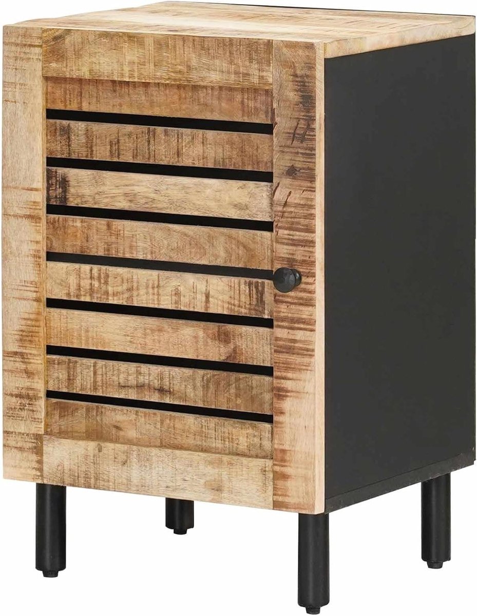 Badkamerkast - Opbergkast Hout - Badkamer Organiseren - Massief Mangohout - 38x33.5x58 cm - Bruin Zwart
