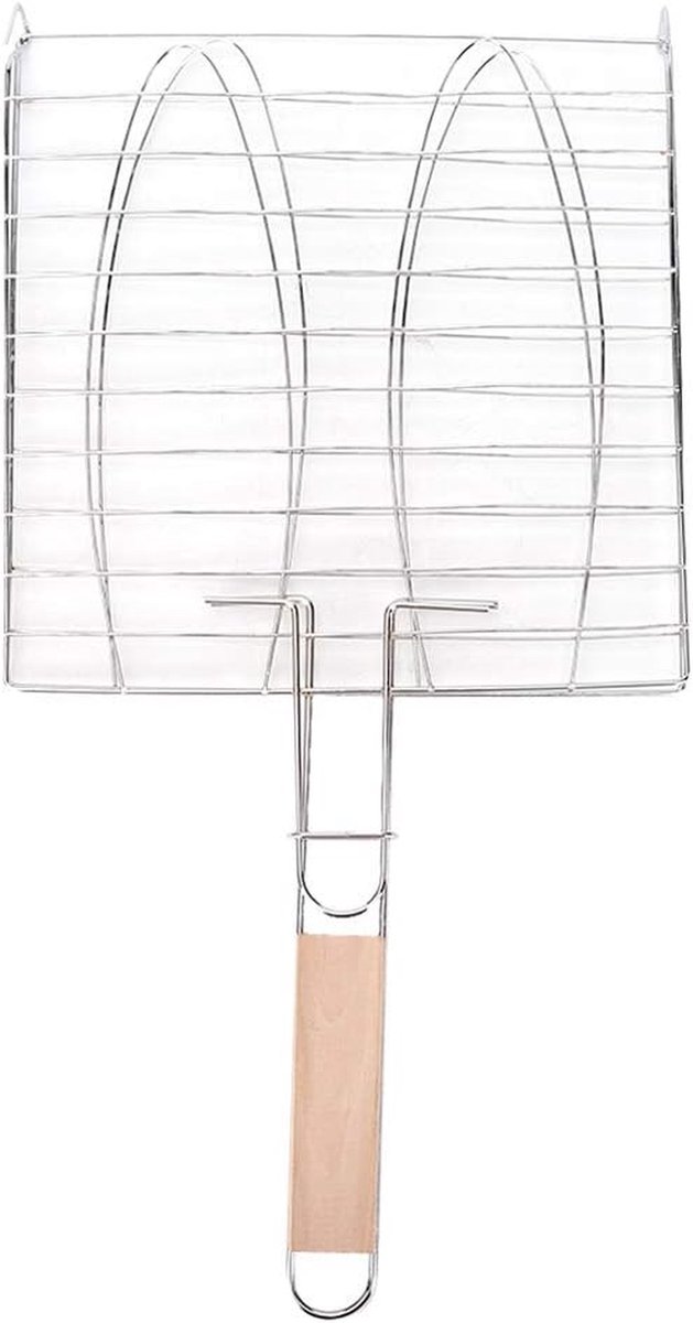Grillmand RVS - BBQ Mand Vis - Buiten Koken - Anti-aanbak Gaas - 43 x 23 cm - Zilver