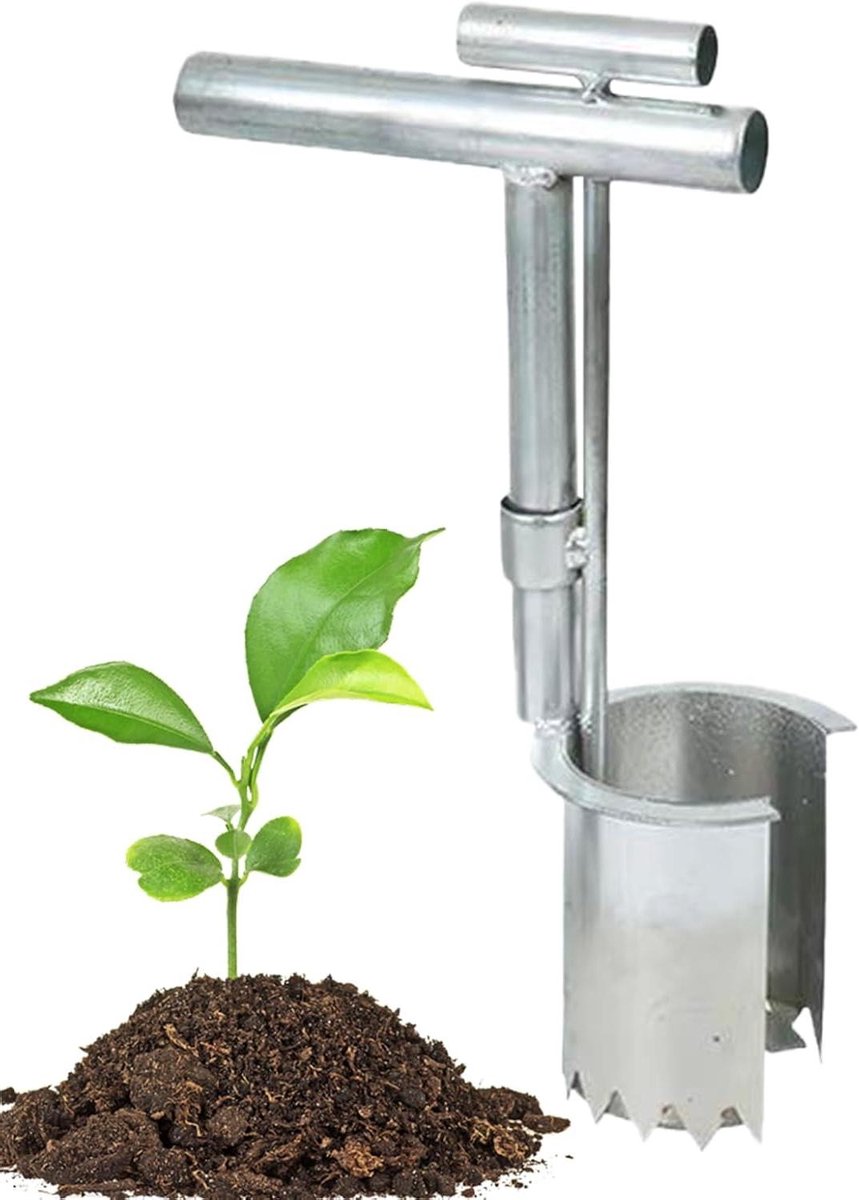 Bloembollenplanter - Tuinplanter Bodemplanter - Planten Bollen Zaden - Roestvrijstalen Constructie - 35 x 25 x 13 cm - Zilverkleurig
