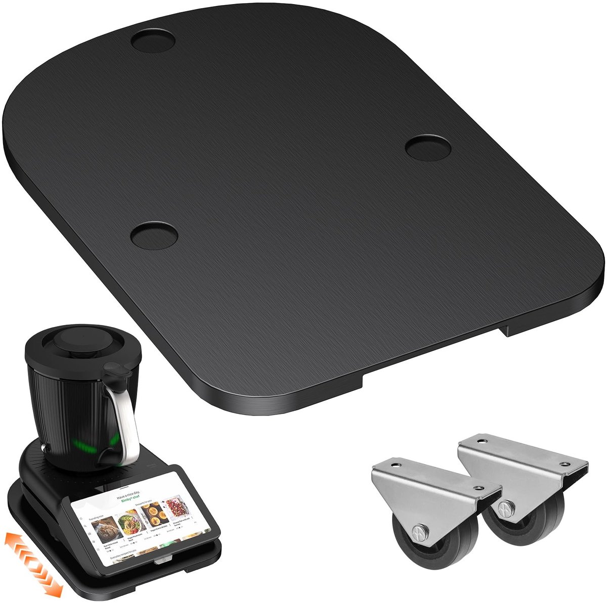 Dailygoods- Glijplank voor Thermomix TM7 - Bamboe - Rolplank met wieltjes - Gemakkelijk te verplaatsen - Hoogwaardige kwaliteit - Glad oppervlak