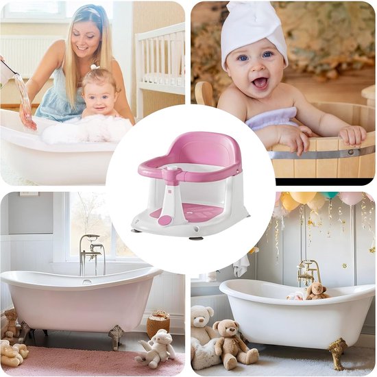 Badzitje Peuter - Baby Douchestoel - Veilig Baden - 360 Graden Draaibaar - 40 x 31 x 27.5 cm - Roze — afbeelding 2