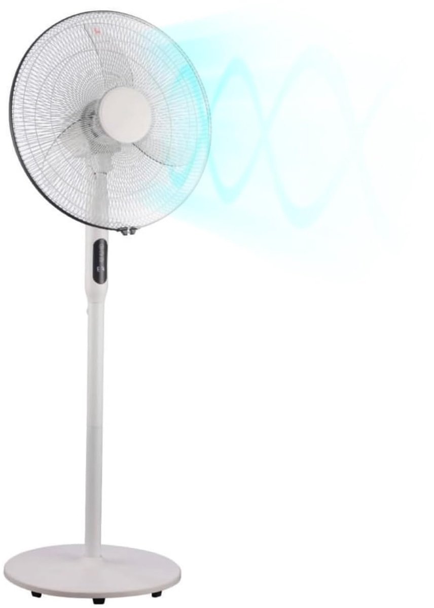 SnelShoppen - Vloerventilator 50 cm met 3 Vleugels, Staande Ventilator met 3 Snelheden, Oscillatie, Hoogte Verstelbaar, 60W, Wit voor Thuis, Kantoor,