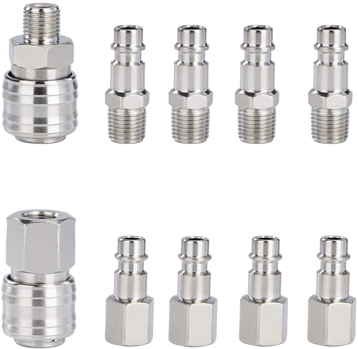 Dailygoods - 10 Stuks Compressor Snelkoppeling 1/4 Inch Kit - Pneumatische Luchtkoppelingen