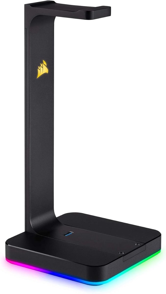 Headset Standaard - Accessoire Houder - Bureau Organisatie - Geïntegreerde 7.1 Audio - Dubbele USB 3.1 - Zwart — afbeelding 3