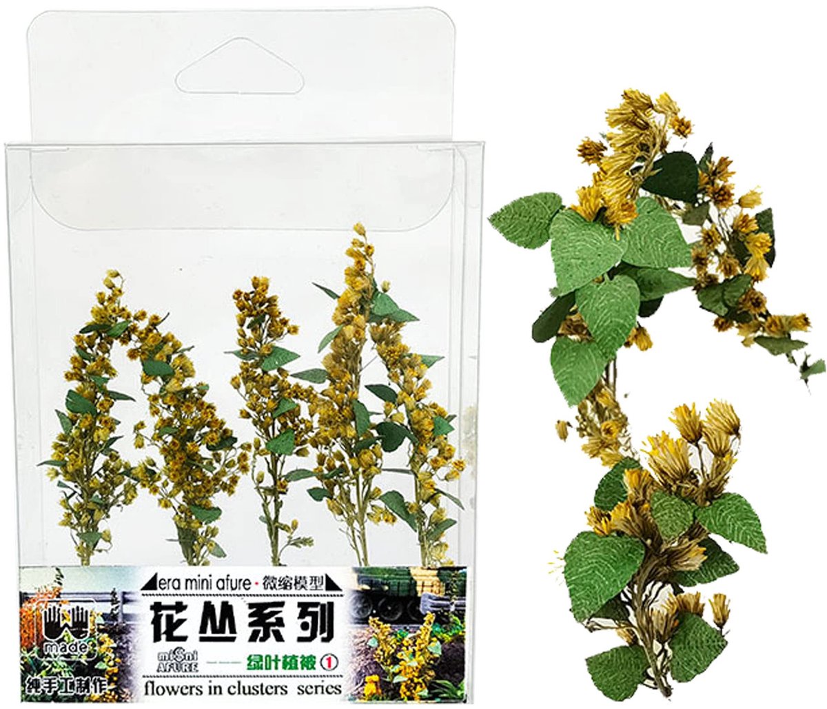 Dailygoods - Miniatuurplanten Set met Gele Bloemen - Ideaal voor DIY Landschappen en Modelbouw