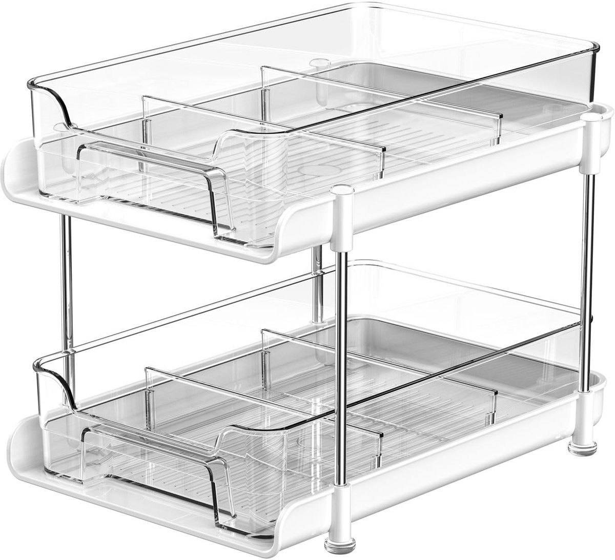 SnelShoppen - 2-laagse uitschuifbare opbergorganizer onder de gootsteen - multifunctionele opbergunit voor keuken, badkamer, voorraadkast, medicijnkas
